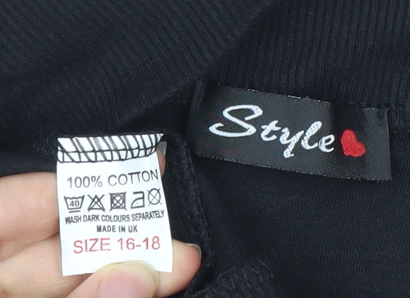 Style Women’s Black Cotton Short Sleeve Cardigan UK 16