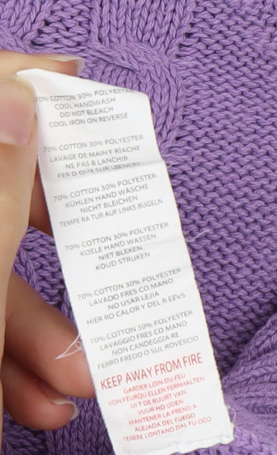 Boohoo Womens Purple XL Cable-Knit Mock Neck Jumper