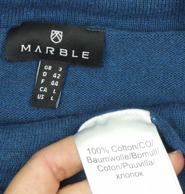 Marble Womens Blue Cotton Cowl Neck Star Jumper Size L