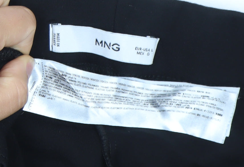 MNG Womens Black Wide-Leg Trousers Size L Viscose Blend