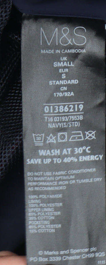 Marks & Spencer Mens Blue Bomber Jacket S Zip Pockets Casual