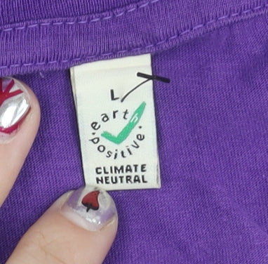 Earth Positive Womens Purple Cotton T-Shirt L Short Sleeve Crew Neck