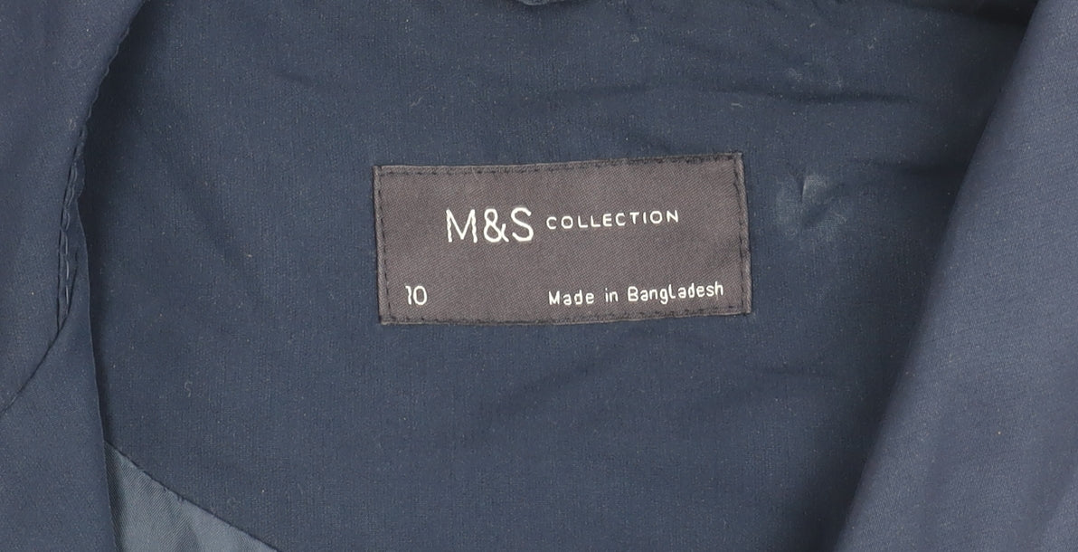 Marks & Spencer Womens Navy Blue Size 10 Polyester Mid-Length Overcoat