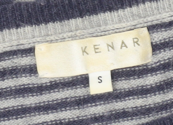 Kenar Womens Grey Striped Pullover Jumper Size S Angora Wool Blend