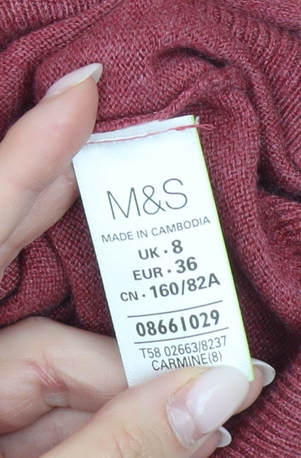 Marks & Spencer Womens Red Size 8 Beaded Cardigan Jumper