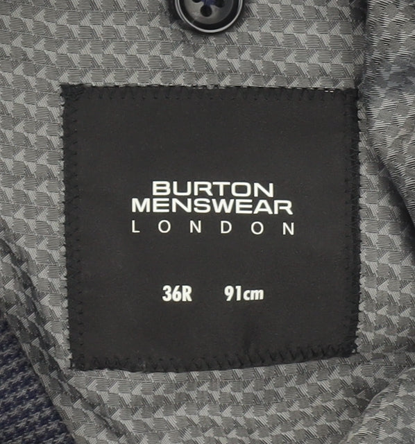 Burton Menswear Men’s Blue Check Blazer Jacket 36R Regular Fit