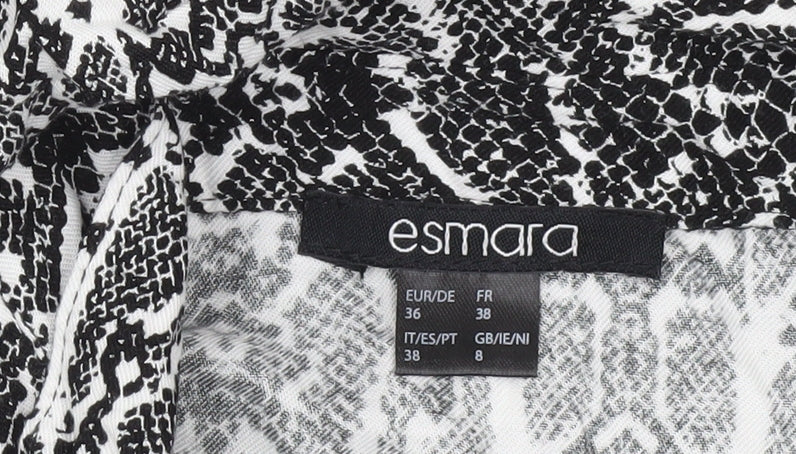 ESMARA Women’s Black Snake Print Shirt Dress Size 8 Long Sleeve