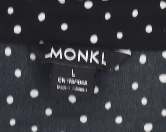 Monki Women’s Black Polka Dot Blouse Size 14 Collared Long Sleeve