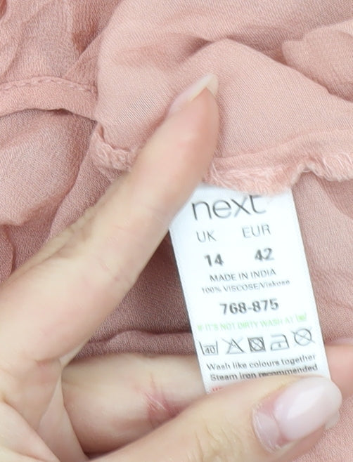 Next Women’s Pink Viscose Blouse Size 14 Long Sleeve Tunic