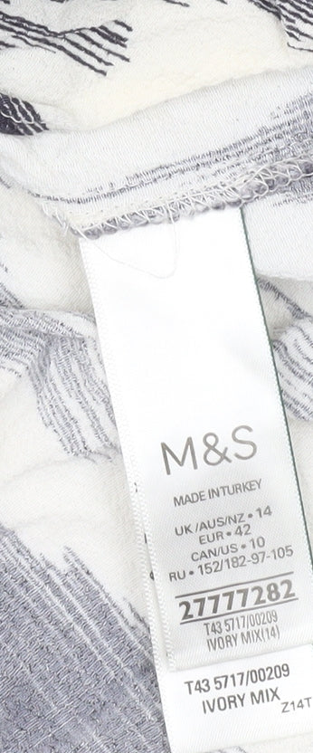 Marks & Spencer Women’s Ivory Black Wrap Blouse Size 14 Viscose