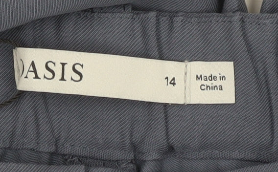 Oasis Womens Blue Cropped Tapered Trousers Size 14 UK Viscose Blend