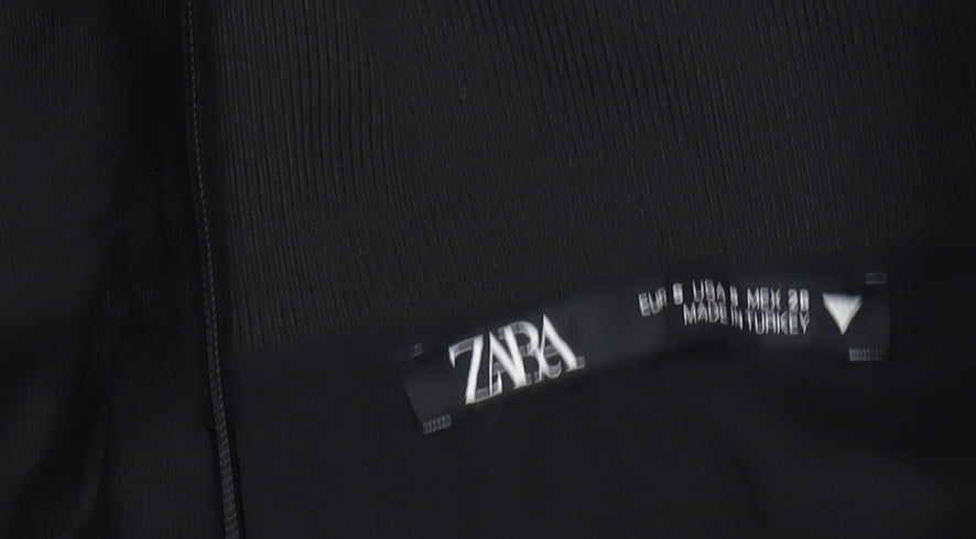 Zara Women’s Black Cropped High Neck Chiffon Blouse Size S
