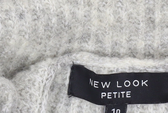 New Look Petite Women’s Grey Cold Shoulder Roll Neck Jumper Size 10
