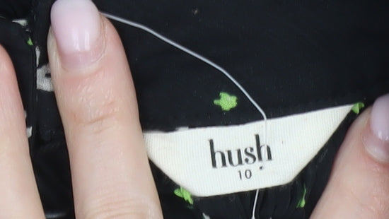 Hush Women’s Black Floral Shift Dress Size 10 Long Sleeve Knee Length