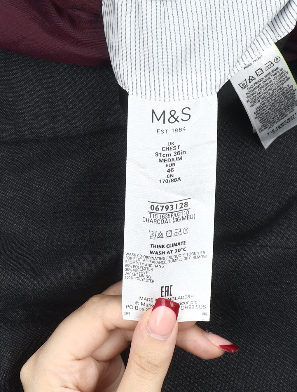 Marks & Spencer Men’s Grey Blazer 36in Regular Fit Jacket