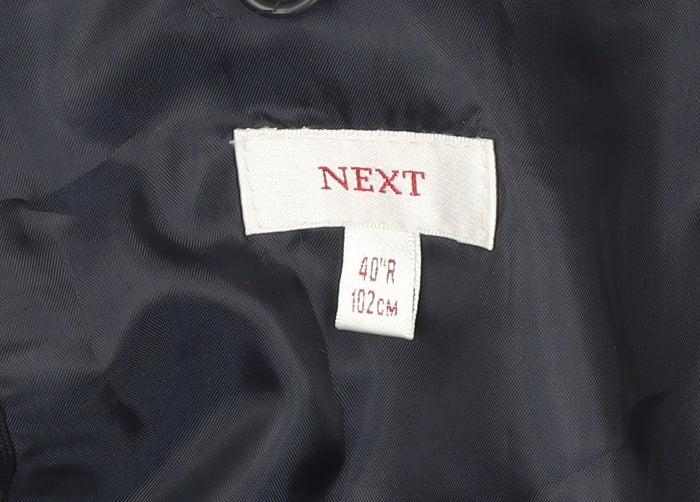 Next Men’s Black Wool Suit Jacket 40R Regular Fit Two Button