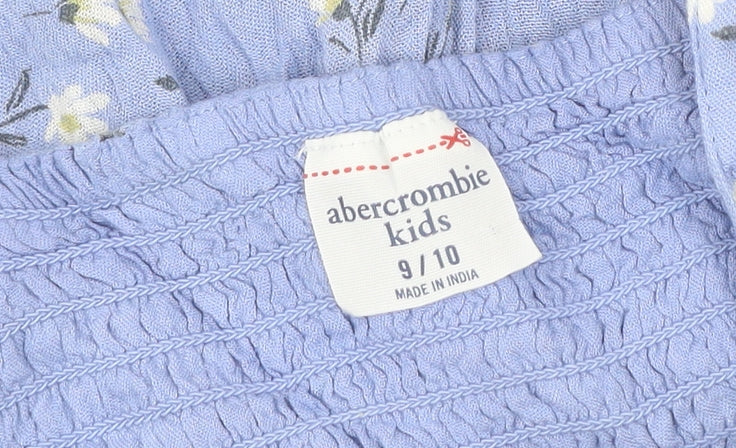 Abercrombie & Fitch Kids Girls Blue Floral Playsuit Size 9-10 Years Summer Casual