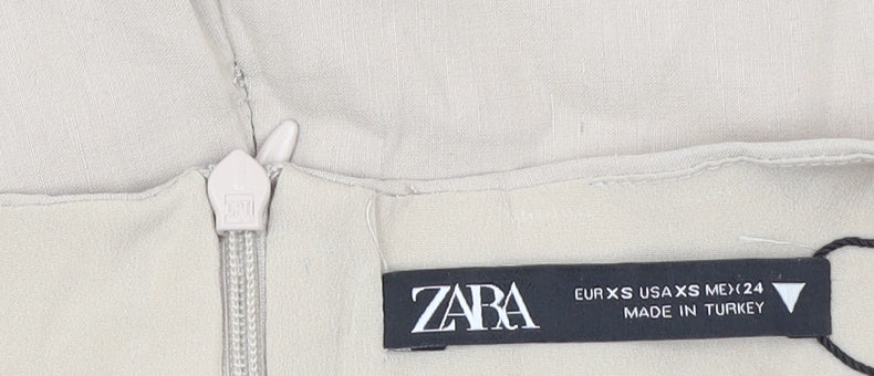 Zara Women Beige XS A-Line Sleeveless Cut Out Mini Dress