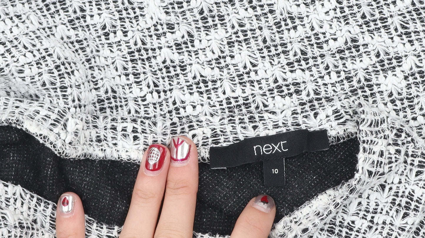 Next Women’s Black White Open-Knit Pullover Jumper Size 10