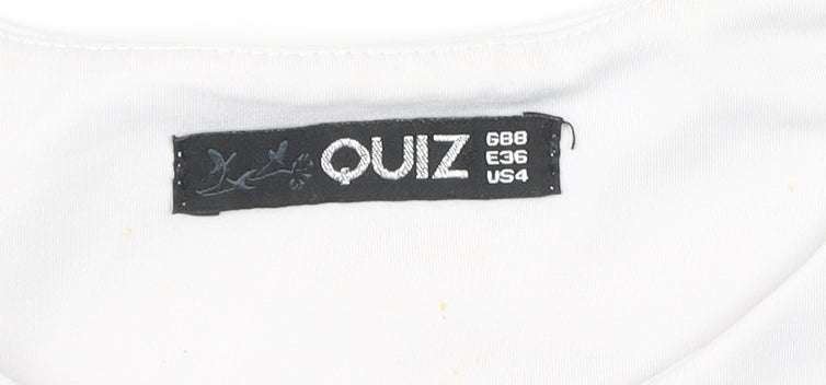 Quiz Women’s White Size 8 Camisole Tank Top Slim Fit Sleeveless