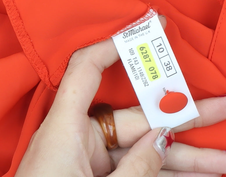 Marks & Spencer Women’s Orange Blouse Size 10 Short Sleeve Collared