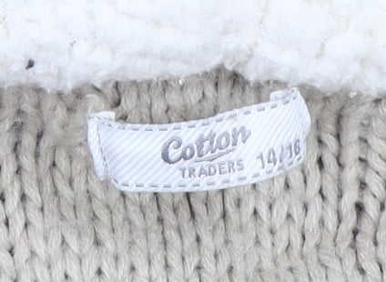 Cotton Traders Men’s Beige Knit Hooded Full Zip Jacket Size L 42in