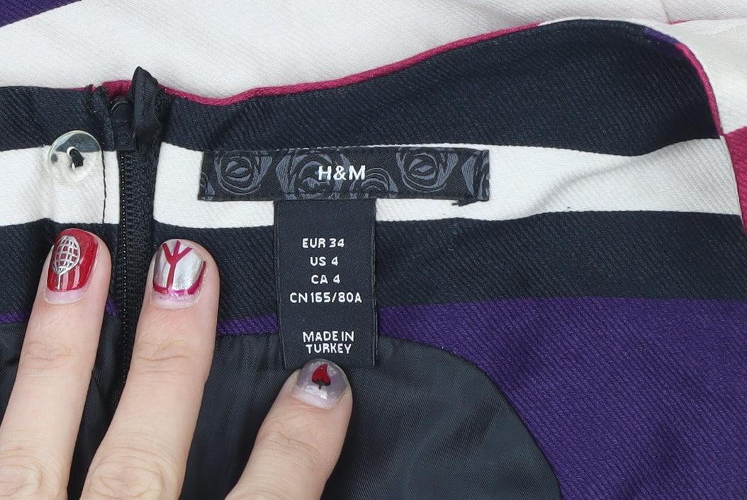 H&M Women’s Sleeveless Striped Sheath Dress Size 6 Multi Knee Length