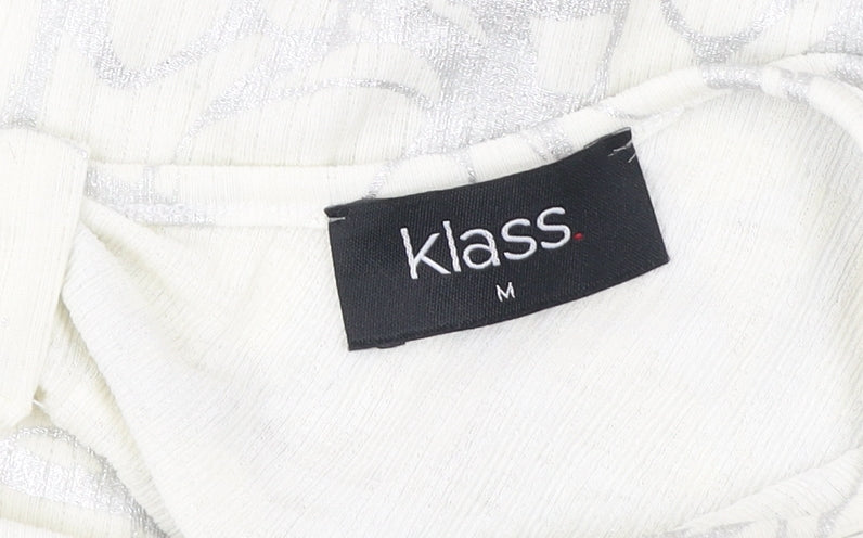 Klass Women’s Ivory Short Sleeve Scoop Neck Bow Blouse M