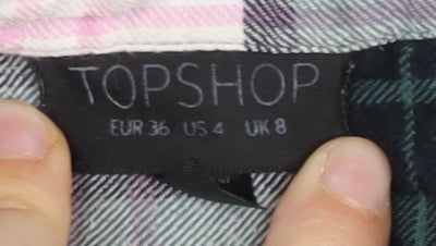 Topshop Women’s Multicoloured Plaid Cotton Button-Up Shirt UK 8
