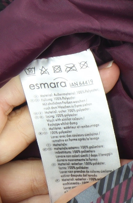 Esmara Womens Grey Plaid Rain Coat Hooded Long UK 10 Polyester
