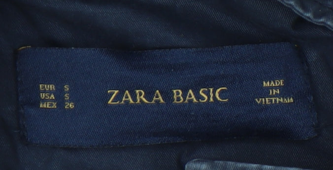 Zara Women’s Blue Cotton Trench Coat Hooded Size S