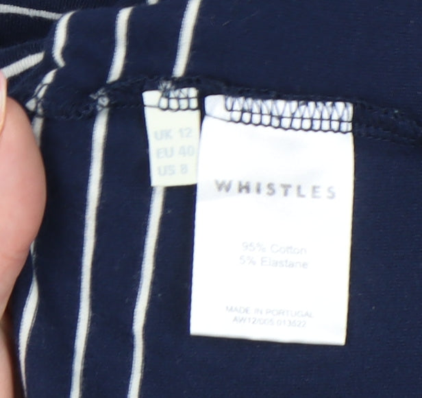Whistles Women’s Blue Striped Jersey Shift Dress UK 12