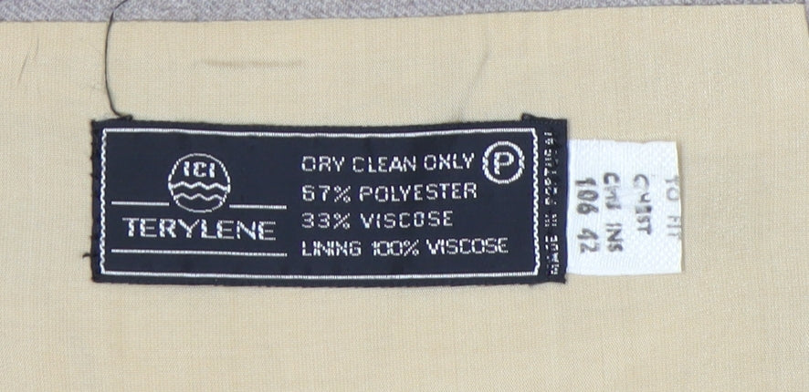 Finesse Men's Beige Blazer Jacket 42R Classic Notch Lapel Formal