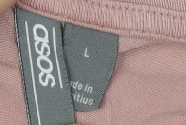 ASOS Men’s Navy Pink Colourblock Crew Neck T-Shirt Size L