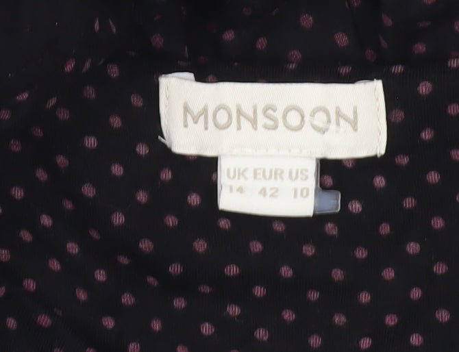 Monsoon Women Black Polka Dot Sheath Dress Size 14 Business Casual