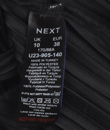 Next Women’s Black Pleated Tunic Blouse Size 10 Long Sleeve
