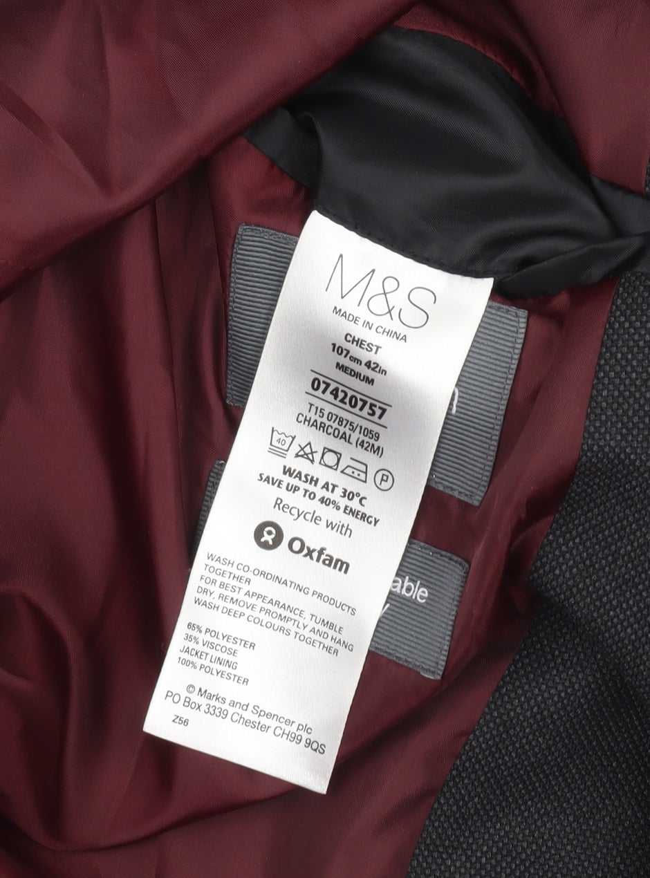 Marks & Spencer Men's Grey 42 Chest Regular Fit Blazer Jacket