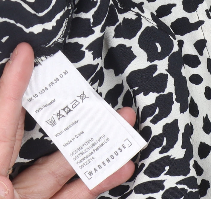 Warehouse Women’s Black Animal Print Shirt Dress Size 10