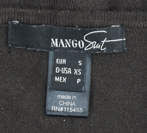 Mango Women Brown Bodycon Mini Dress Size 8 Long Sleeve Ruched