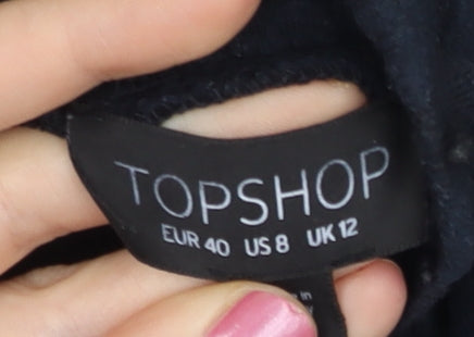Topshop Women Black Bodycon Short Dress UK 12 Party Cocktail