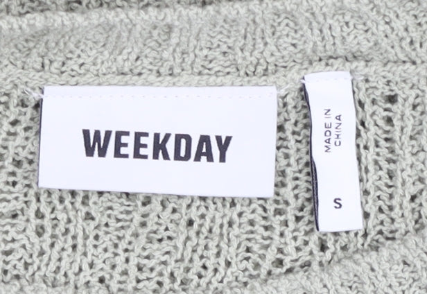 Weekday Women’s Grey Knit Pullover Jumper Size S Crew Neck