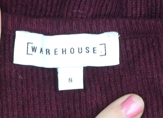 Warehouse Women Red Size 8 Pullover Short Sleeve Knit Jumper