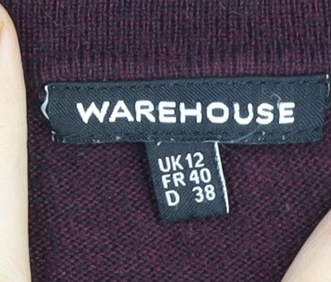 Warehouse Womens Purple Crew Neck Jumper UK 12 Long Sleeve Knit
