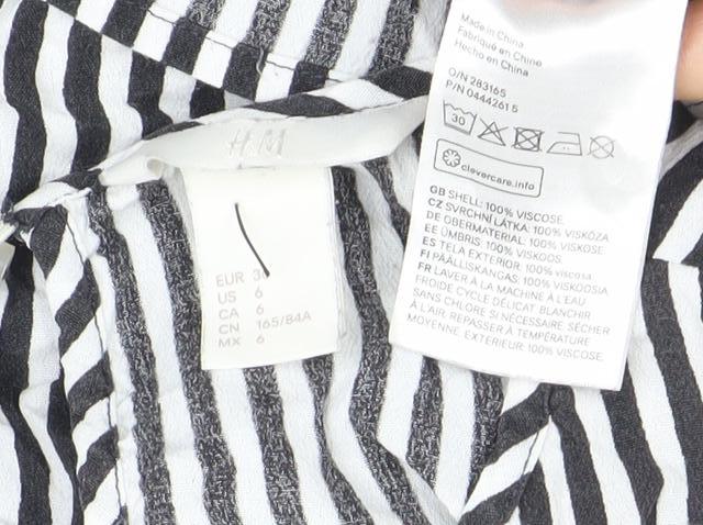 H&M Womens Black Striped Viscose Tunic Blouse Size 6
