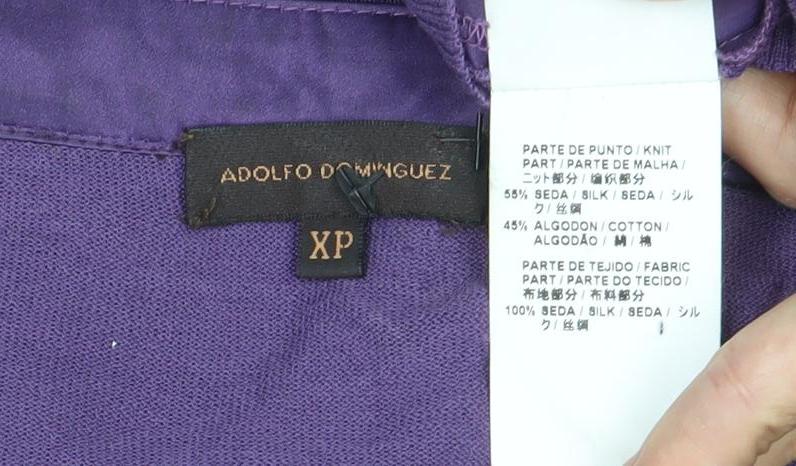 Adolfo Dominguez Womens Purple Silk Blend Tunic Blouse XS