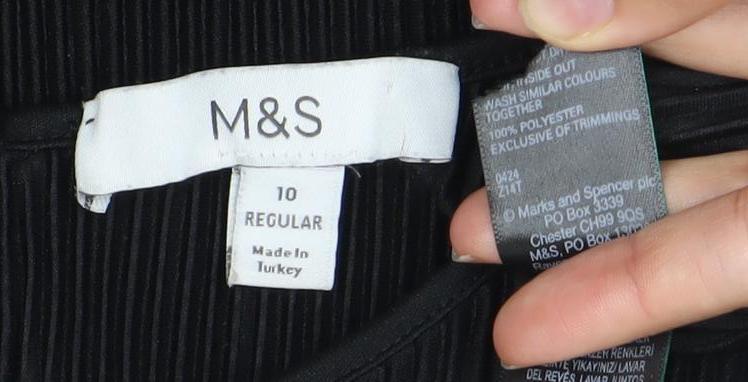 Marks & Spencer Women’s Black Size 10 Blouse Short Sleeve
