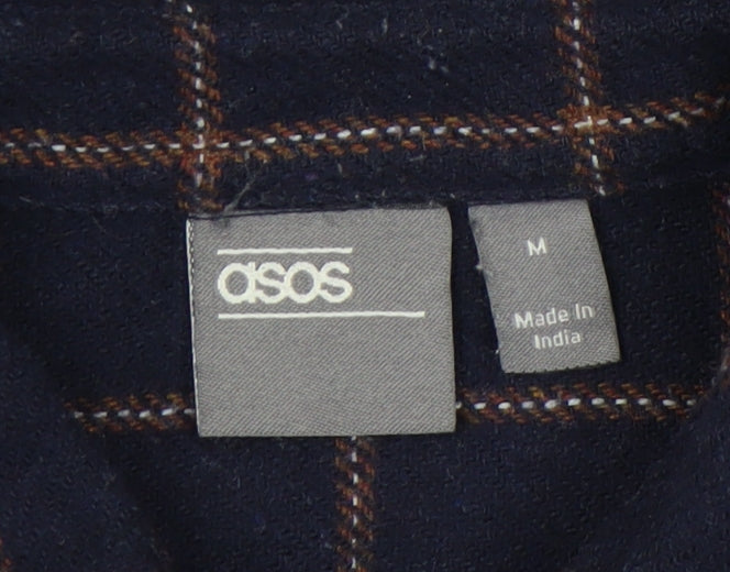 Additional view of ASOS Men’s Blue Check Wool Blend Long Sleeve Button-Up Shirt M 38-40"