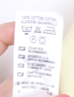 Marks and Spencer Men’s Yellow XL Button-Down Cotton Shirt