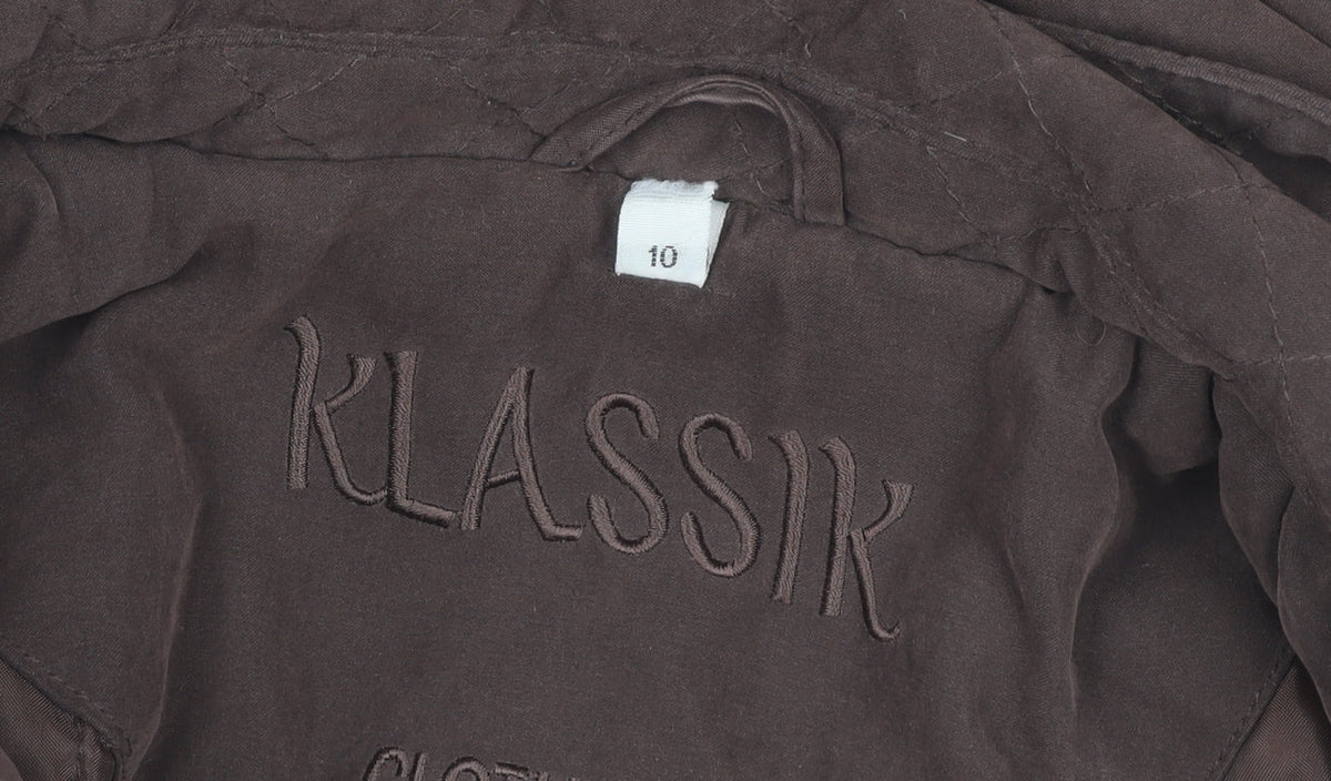 Klassik Womens Brown Hooded Mid-Length Coat Size 10