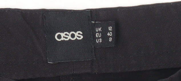 ASOS Womens Black Chino Trousers Size 12 Regular Fit Workwear